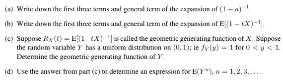 Solved (a) Write down the first three terms and general term | Chegg.com