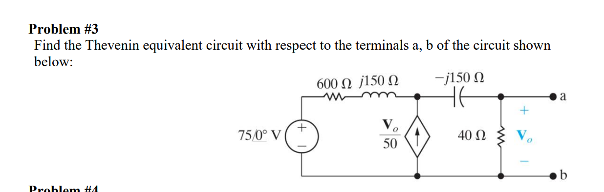 Solved Problem #3 Find The Thevenin Equivalent Circuit With | Chegg.com