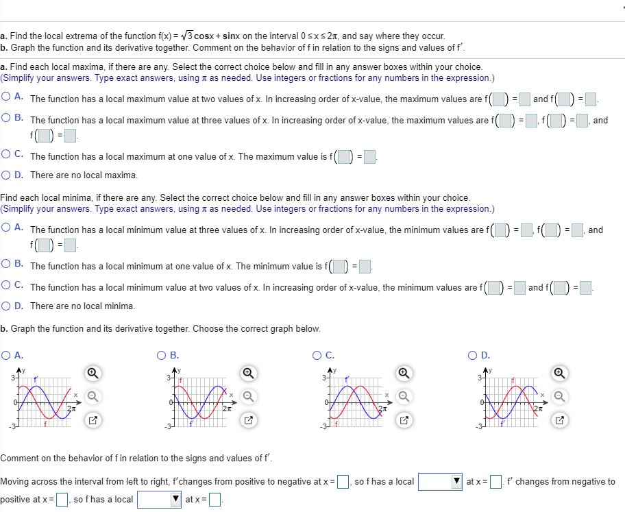 Solved A Find The Local Extrema Of The Function F x V3 Chegg