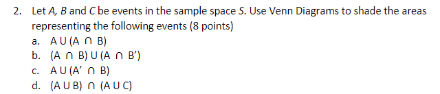 Solved 2. Let A, B and C be events in the sample space S. | Chegg.com