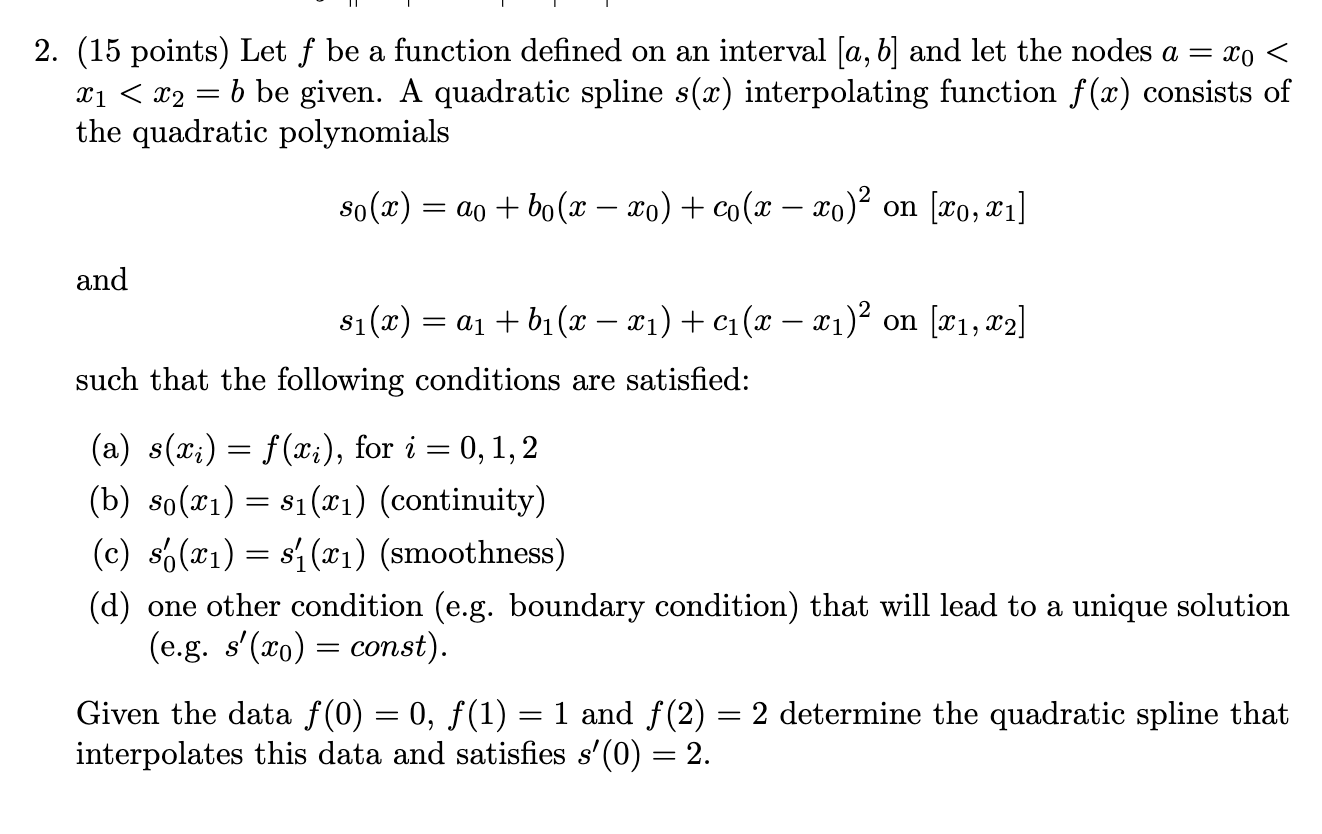 Solved 2. (15 points) Let f be a function defined on an | Chegg.com