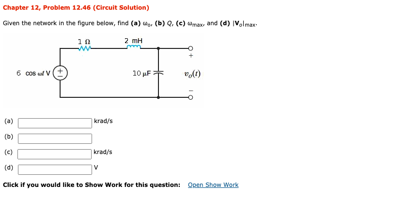 Solved Chapter 12, Problem 12.46 (Circuit Solution) Given | Chegg.com