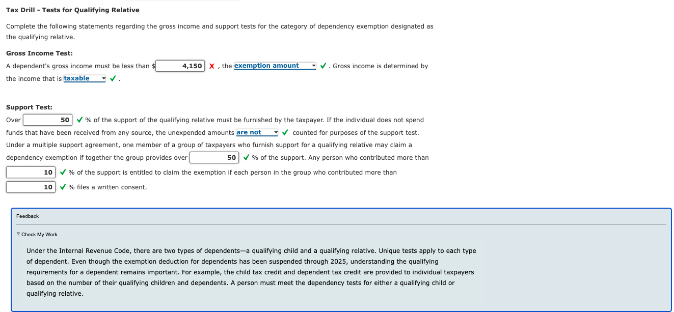 Solved Tax Drill - ﻿Tests for Qualifying RelativeComplete | Chegg.com