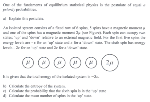 One of the fundaments of equilibrium statistical | Chegg.com