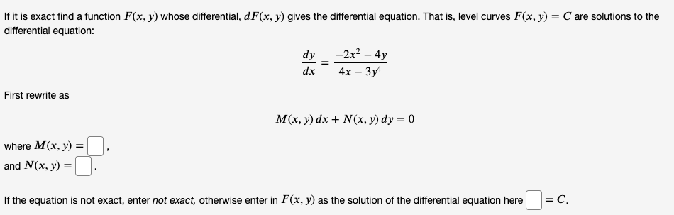 Solved If It Is Exact Find A Function F X Y Whose