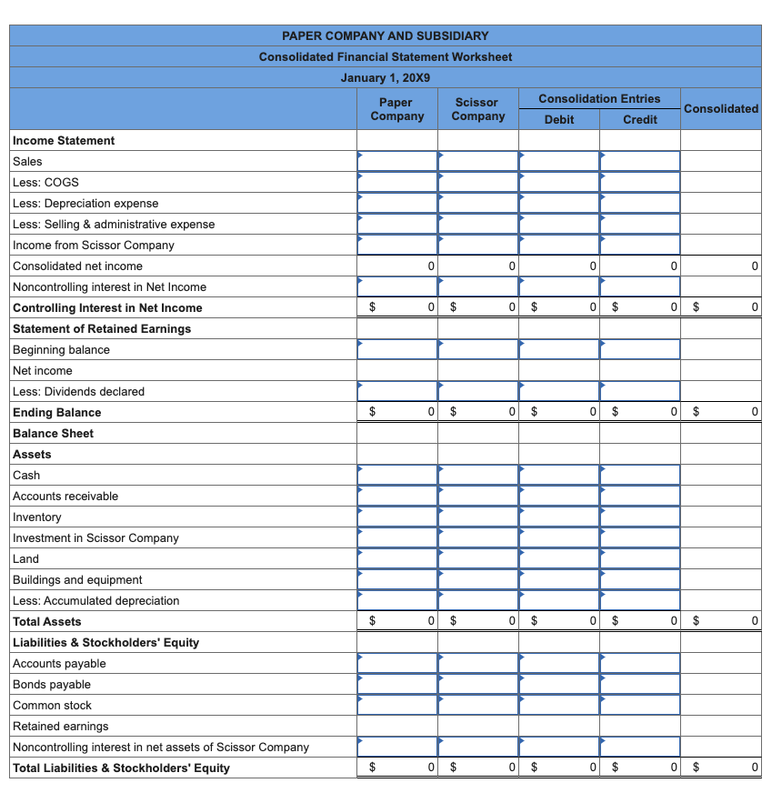 Solved Problem 3-31 (Static) Consolidation Worksheet at End | Chegg.com