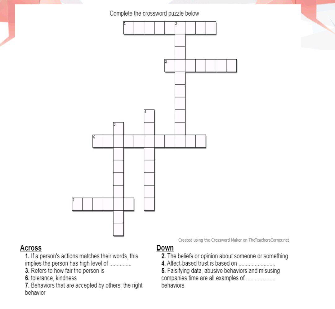 Solved Complete the crossword puzzle below Across 1 If a Chegg com