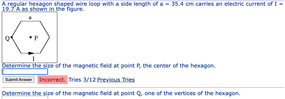 Solved = A regular hexagon shaped wire loop with a side | Chegg.com