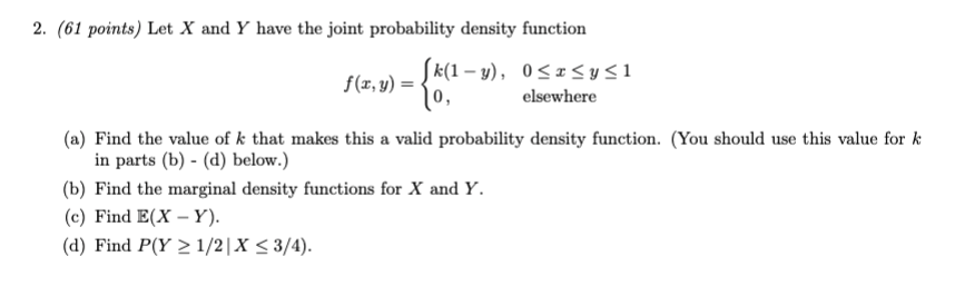 Solved 2. (61 Points) Let X And Y Have The Joint Probability 