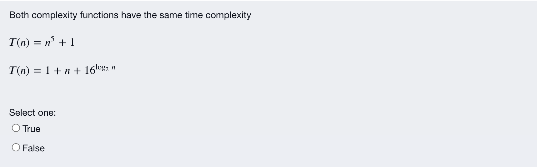 Solved Both complexity functions have the same time | Chegg.com