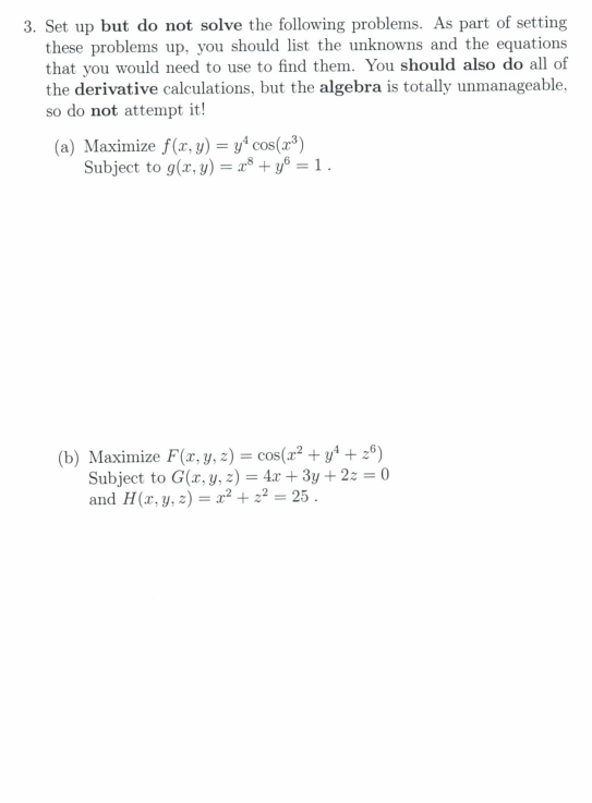 Solved 3. Set up but do not solve the following problems. As | Chegg.com