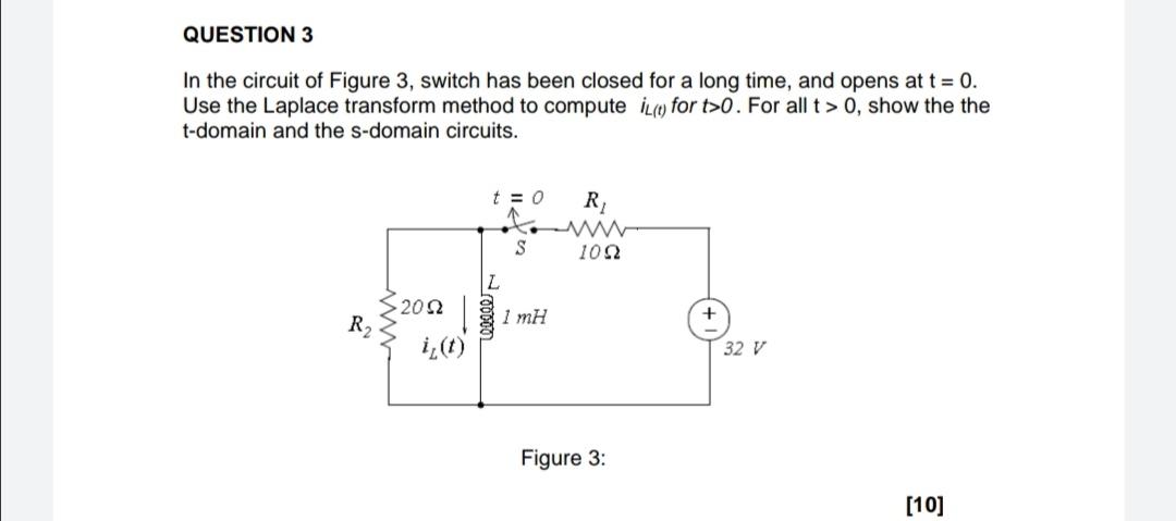 Solved QUESTION 3 In the circuit of Figure 3, switch has | Chegg.com