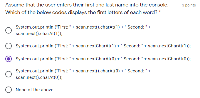 Solved 3 points Assume that the user enters their first and | Chegg.com