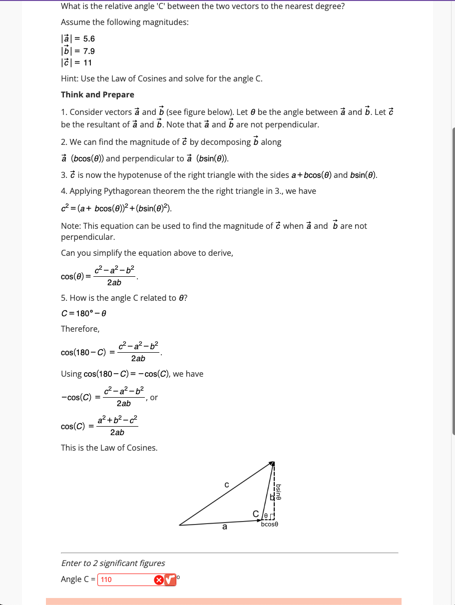 Solved What is the relative angle ' C ' between the two | Chegg.com