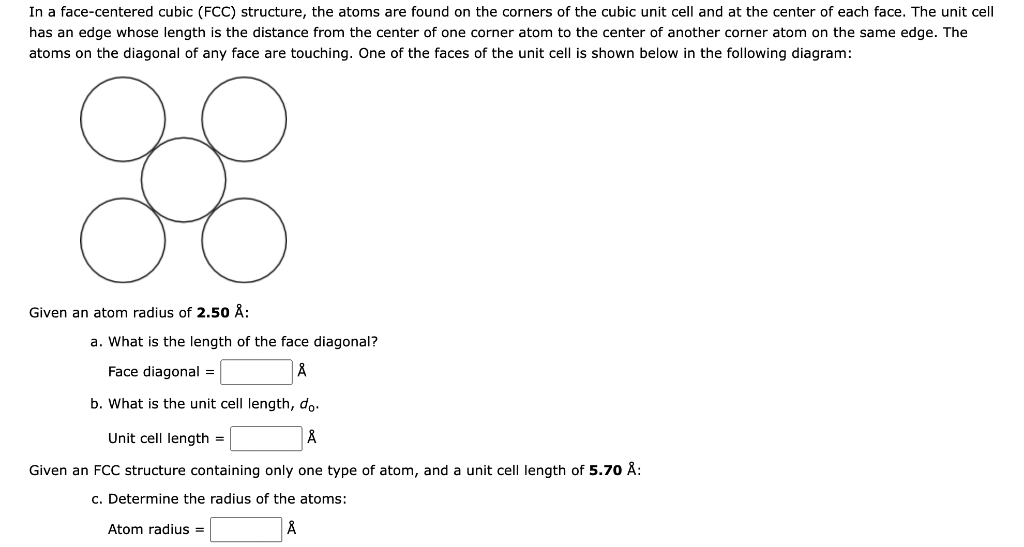 Solved In a face-centered cubic (FCC) structure, the atoms | Chegg.com
