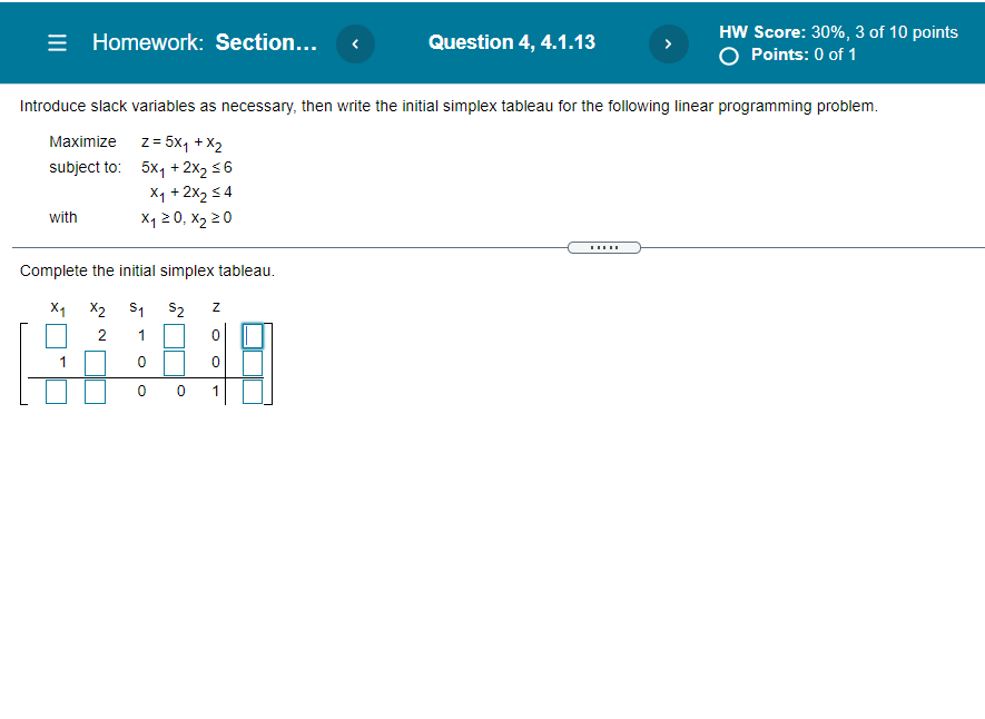 Solved introduce slack variables as necessary, then write | Chegg.com