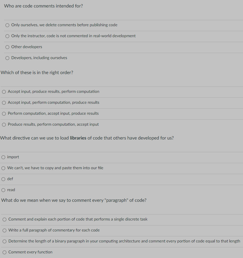 Solved Who are code comments intended for? Only ourselves, | Chegg.com
