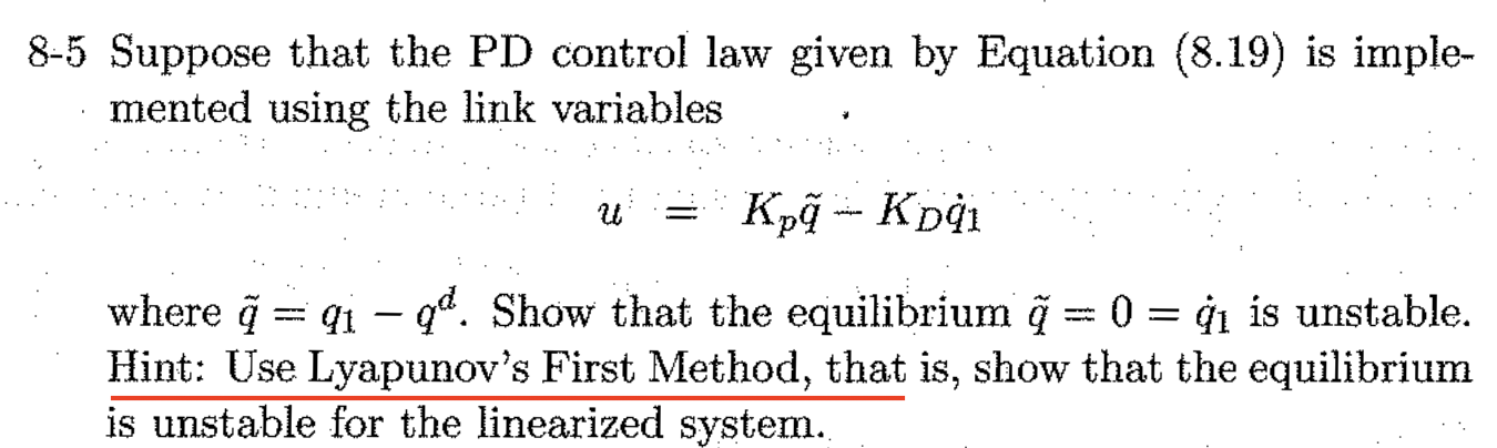 8-5 Suppose that the PD control law given by Equation | Chegg.com