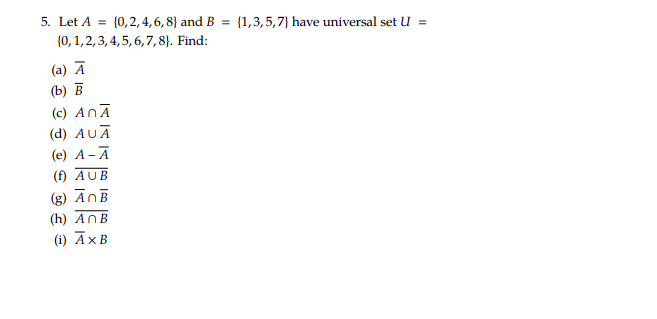 Solved 5. Let A {0, 2, 4, 6, 8} And B = { 1, 3, 5,7l Have | Chegg.com