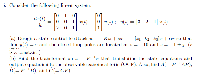 5 Consider The Following Linear System Go 1 07 D Chegg Com