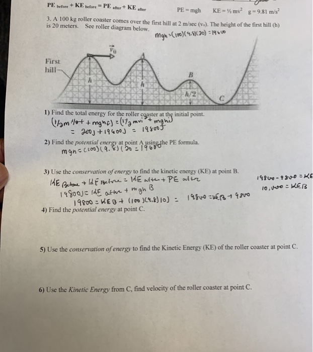 Solved PE before KE tbefore PE aer KE fr 3. A 100 kg Chegg