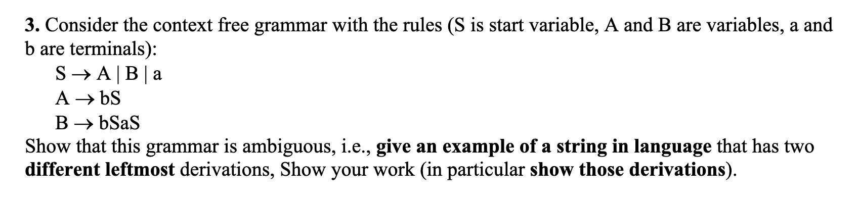 Solved 3. Consider the context free grammar with the rules | Chegg.com