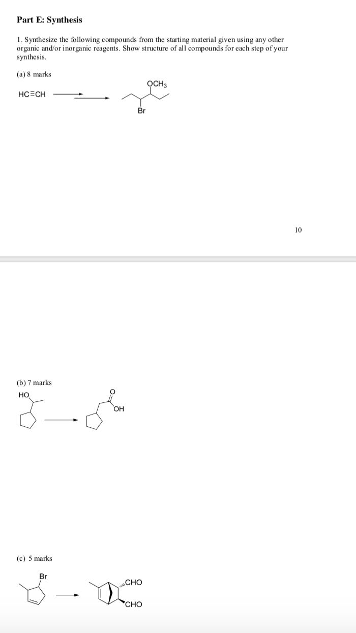 Solved Part E: Synthesis 1. Synthesize The Following | Chegg.com