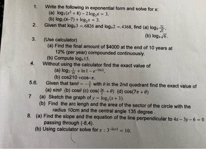 Solved 1. Write the following in exponential form and solve | Chegg.com