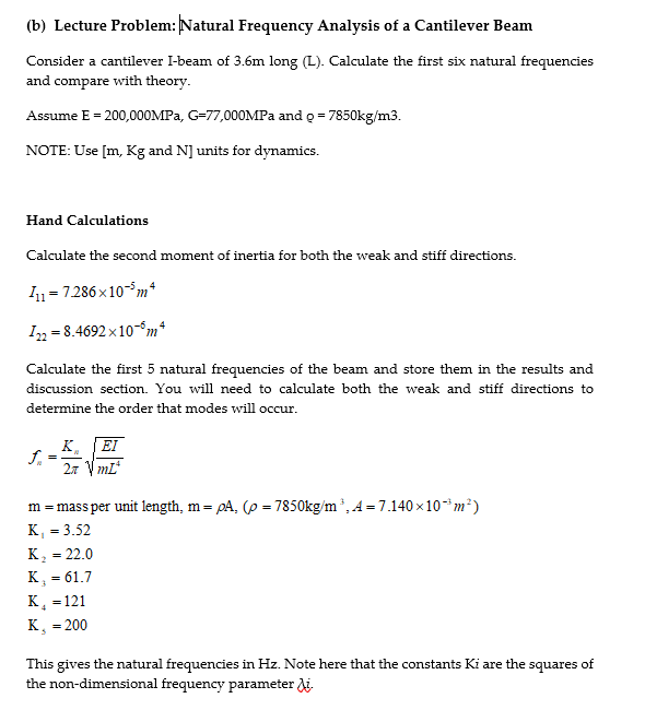 Solved (b) Lecture Problem: Natural Frequency Analysis Of A | Chegg.com