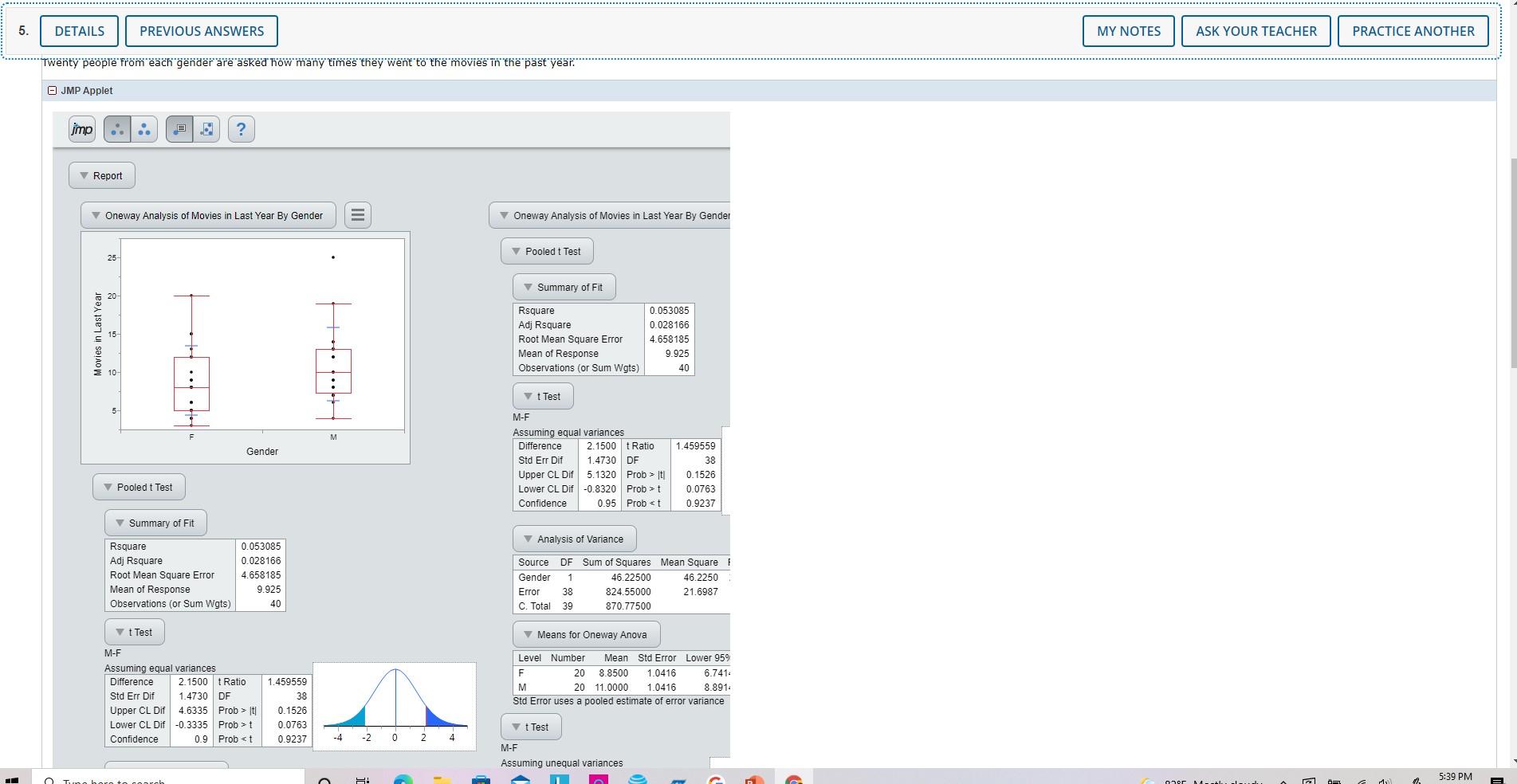 Solved imp Oneway Analysis of Length By Gender 23 22 21