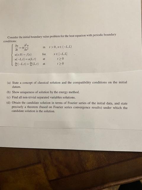 Consider The Initial Boundary Value Problem For The Chegg