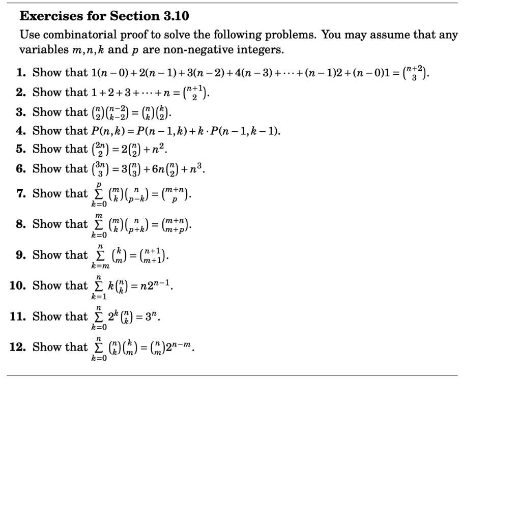 Solved = Exercises For Section 3.10 Use Combinatorial Proof | Chegg.com