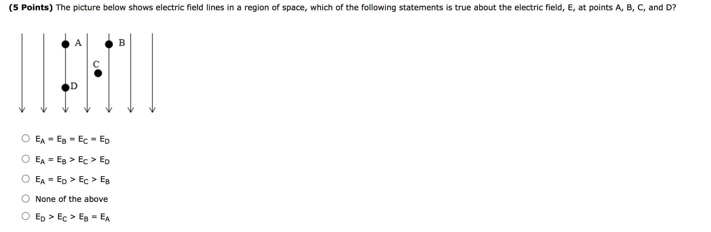 Solved (5 Points) The picture below shows electric field | Chegg.com