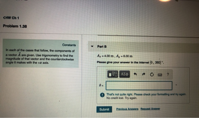 Solved CHw Ch 1 Problem 1.38 Constants Part B In each of the | Chegg.com