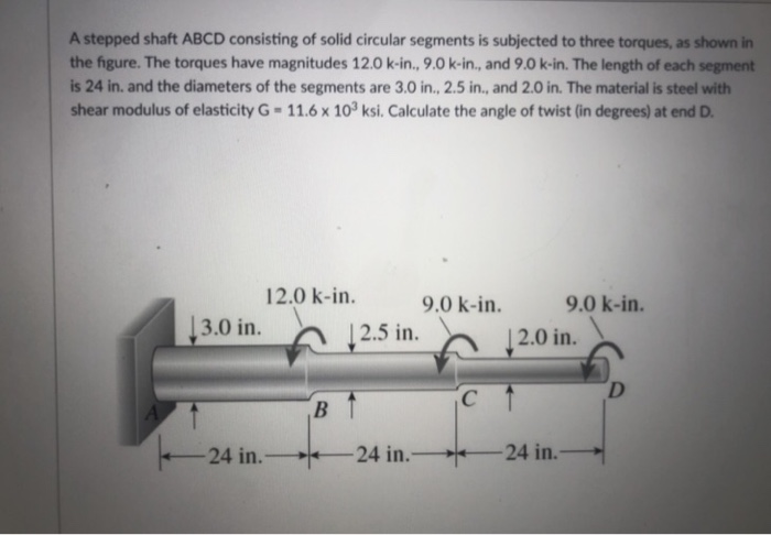 Solved A Stepped Shaft Abcd Consisting Of Solid Circular 3525