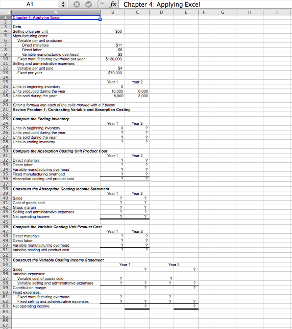 Solved Required Information Chapter 4: Applying Excel The 