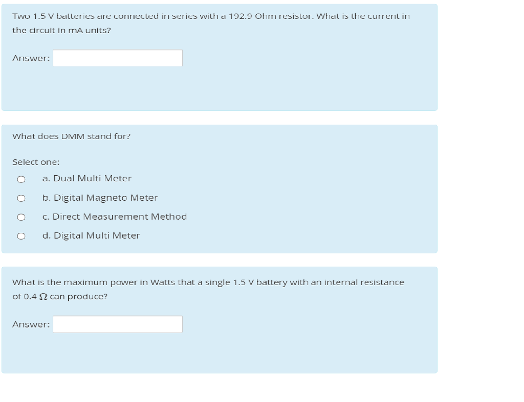 Solved Two 1.5 V batteries are connected in series with a
