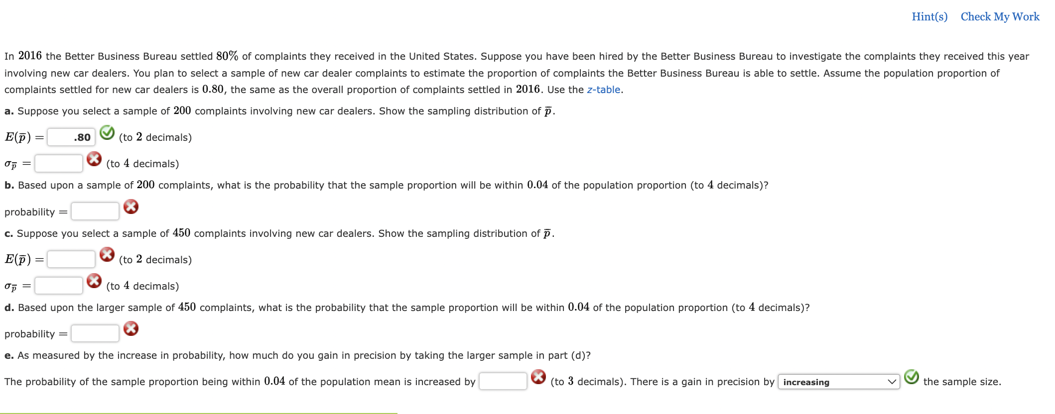 Solved complaints settled for new car dealers is 0.80 , the