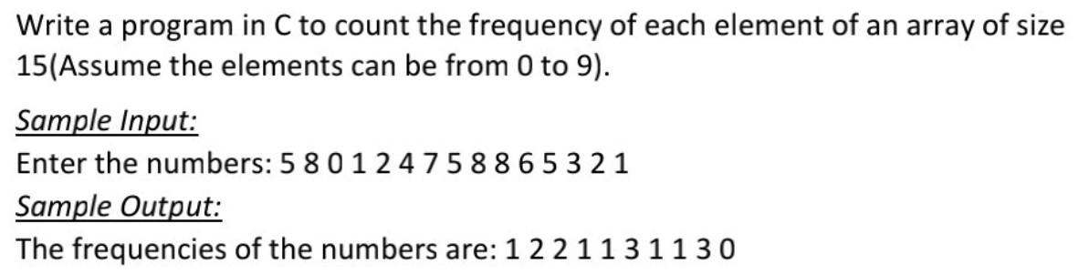 Solved Write a program in C to count the frequency of each | Chegg.com