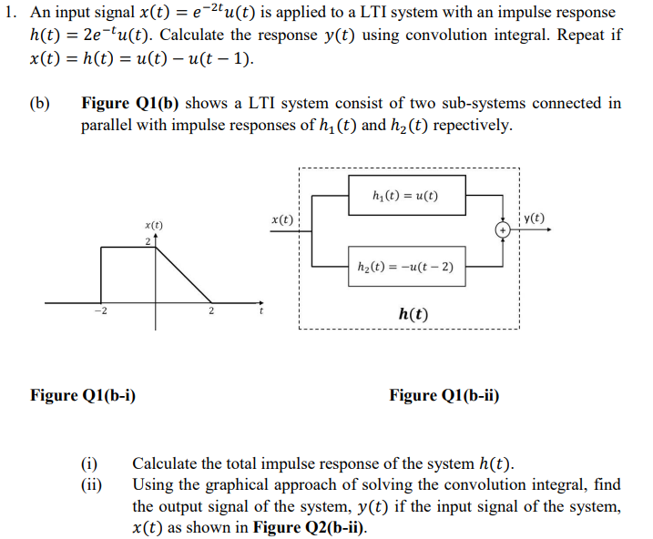 Solved 1 An Input Signal X T E 2tu T Is Applied To A