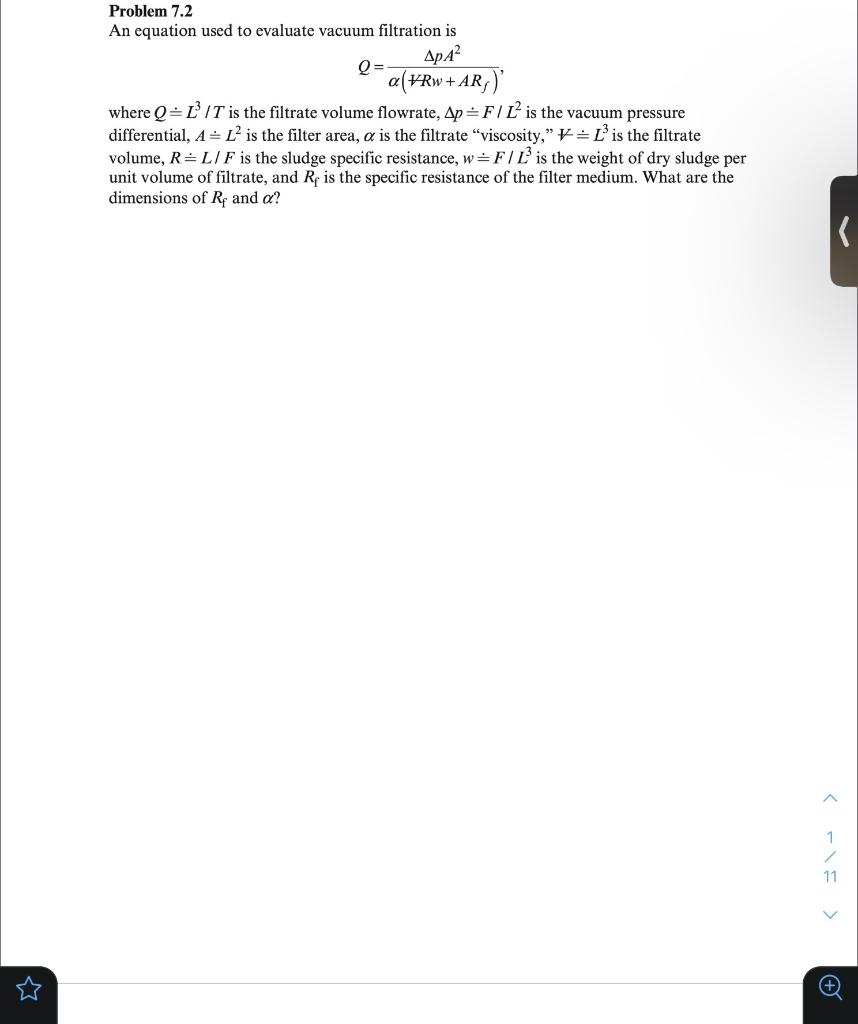 Solved Problem 7.2 An equation used to evaluate vacuum | Chegg.com