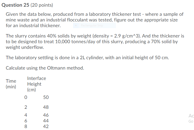 Question 25 (20 points) Given the data below, | Chegg.com