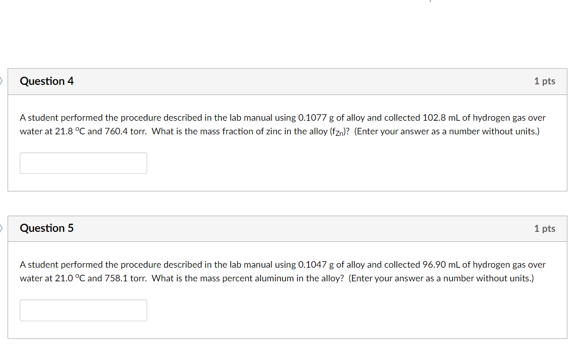 Solved A student performed the procedure described in the | Chegg.com