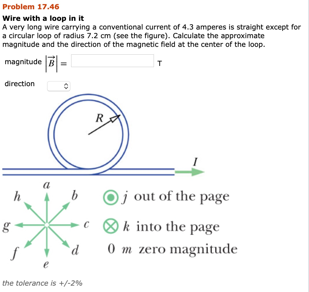 Solved Problem 17.46 Wire with a loop in it A very long wire | Chegg.com