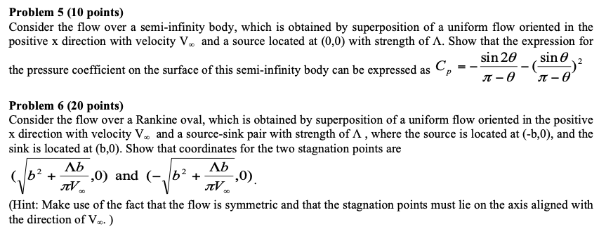 Solved Problem 5 (10 points) Consider the flow over a | Chegg.com