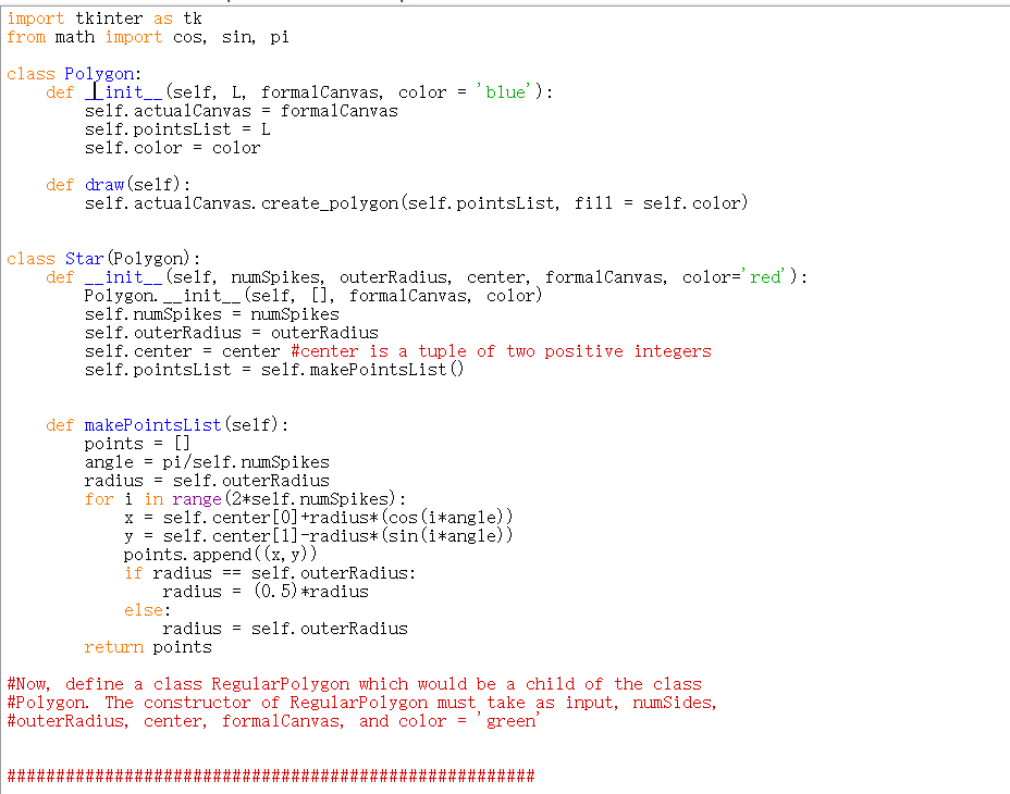 using IDLE python.Inheritance examples. Implement | Chegg.com
