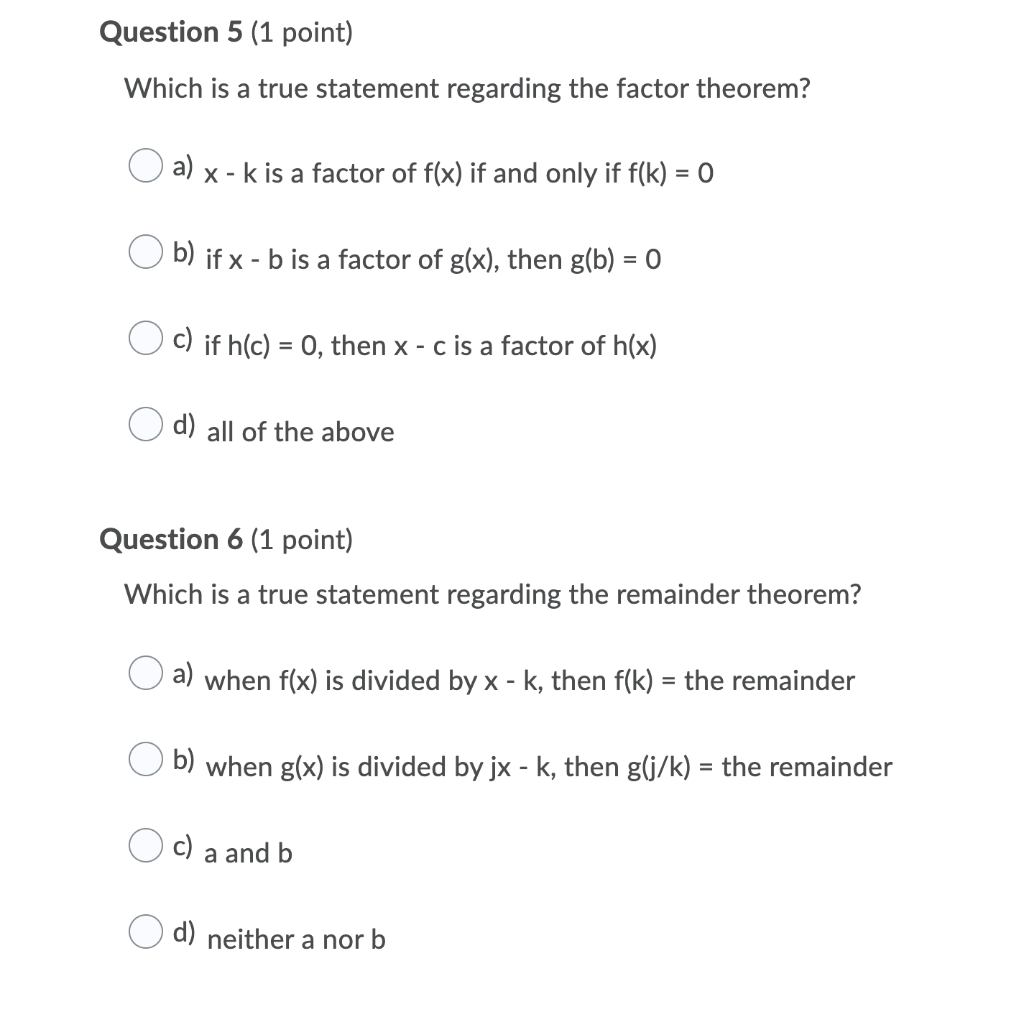 Solved Question 5 1 Point Which Is A True Statement Chegg Com