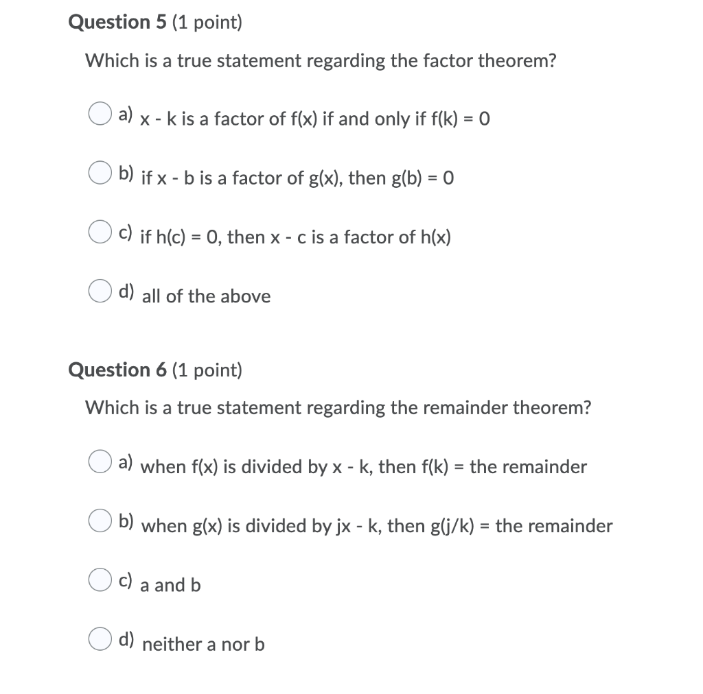 Question 5 1 Point Which Is A True Statement Chegg Com