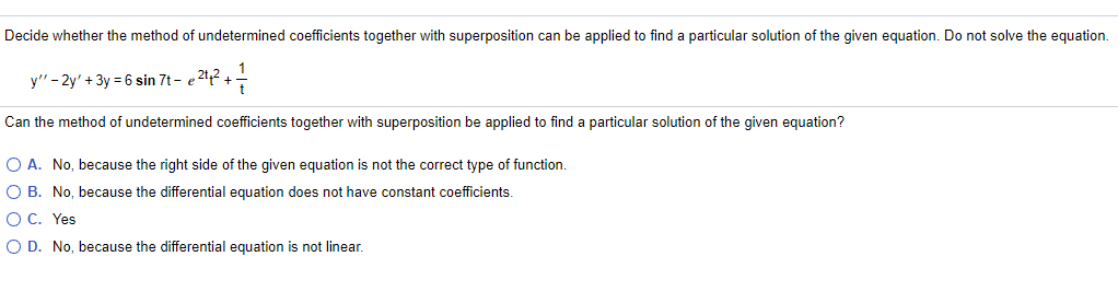 Solved Decide Whether The Method Of Undetermined | Chegg.com