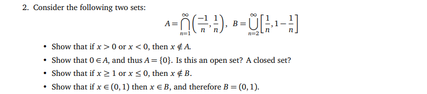 Solved 2. Consider the following two sets: | Chegg.com